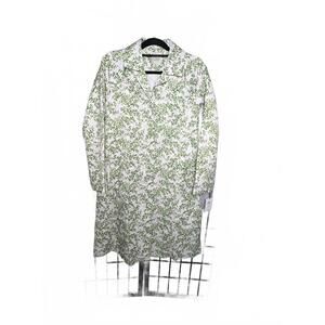 MACYS FLOWER SHOW Raincoat Green Multi Leaf Print‎ Water Resistant Womens XS
